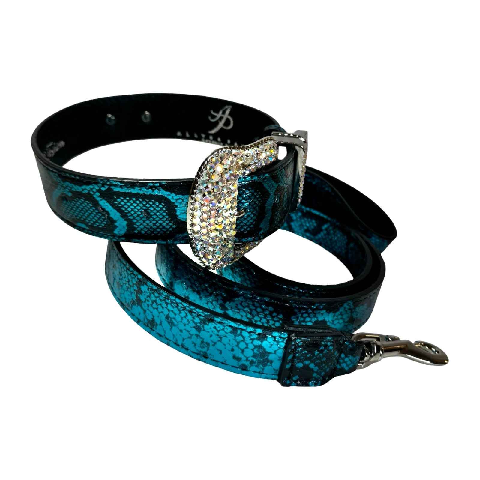 Allysa Payne Blue & Black Serpente Set Dog Collar