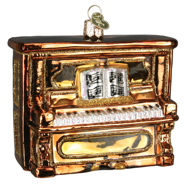 Old World Christmas: Brown Upright Piano Christmas Ornament
