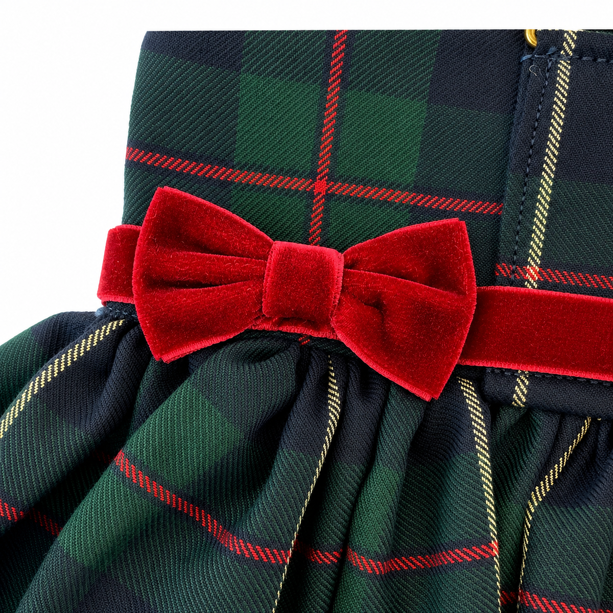 Heads or Tails Pup Green Plaid Dog Dress