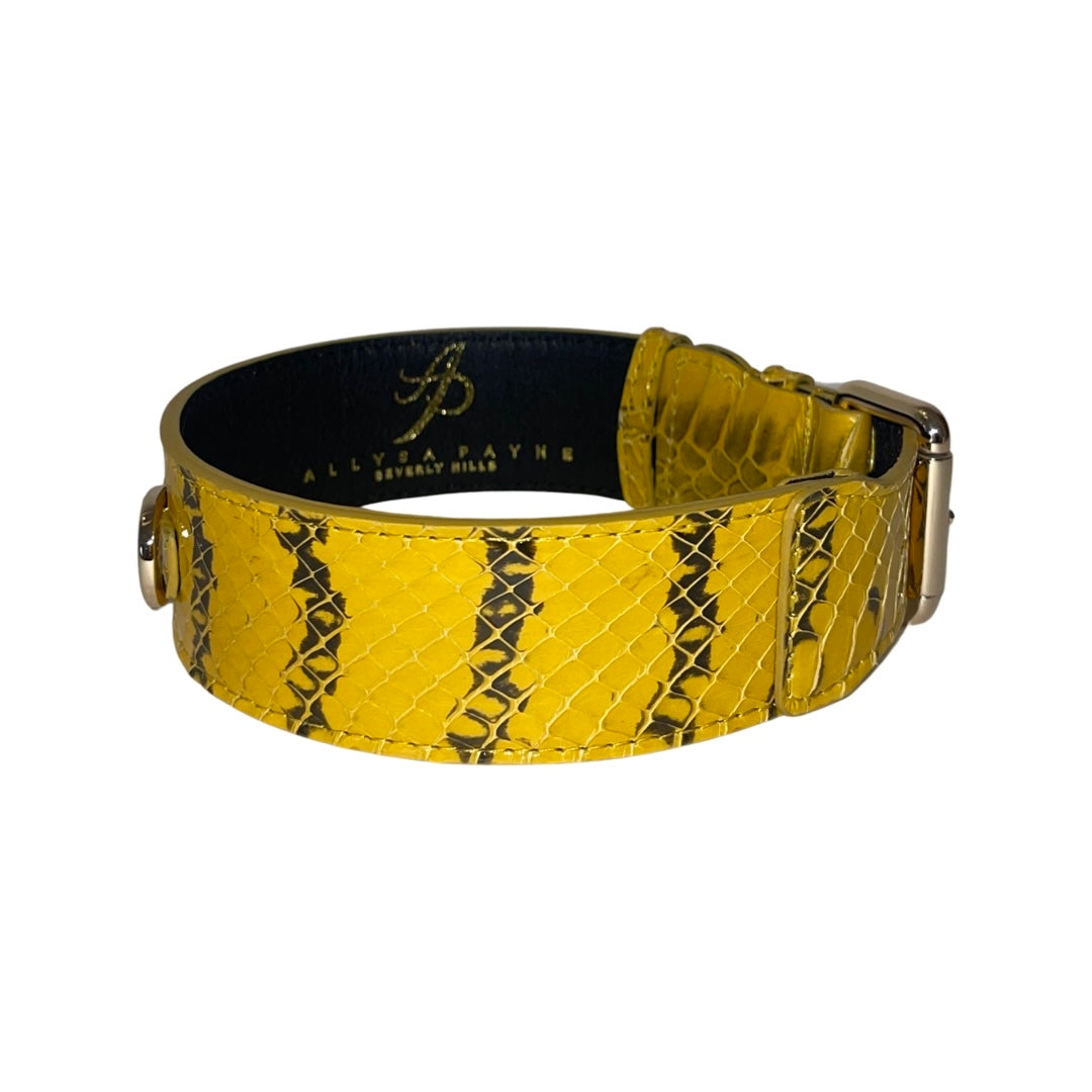 Allysa Payne Mustard Yellow & Black Snake Classic Dog Collar