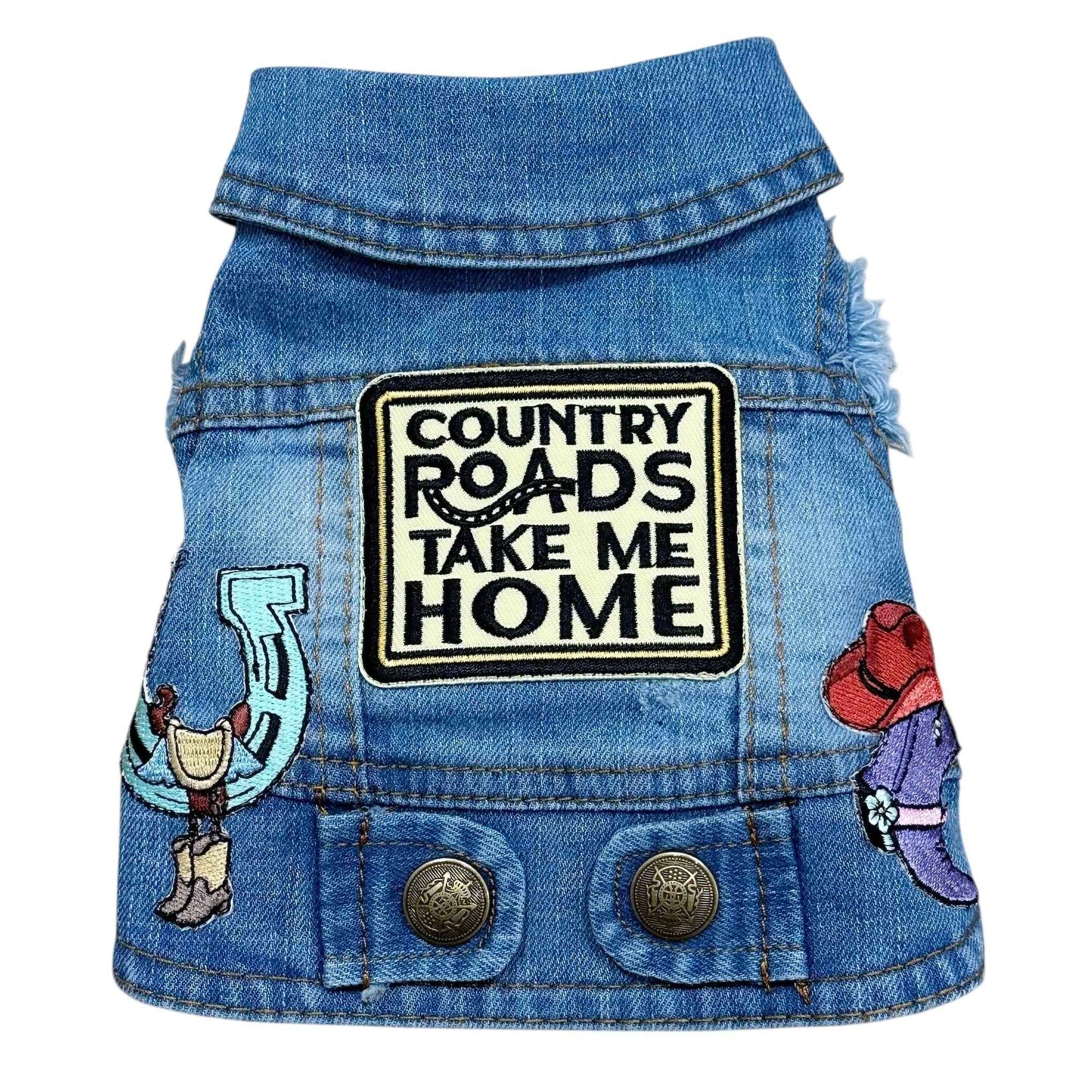 Heads or Tails Pup Country Denim Dog Vest