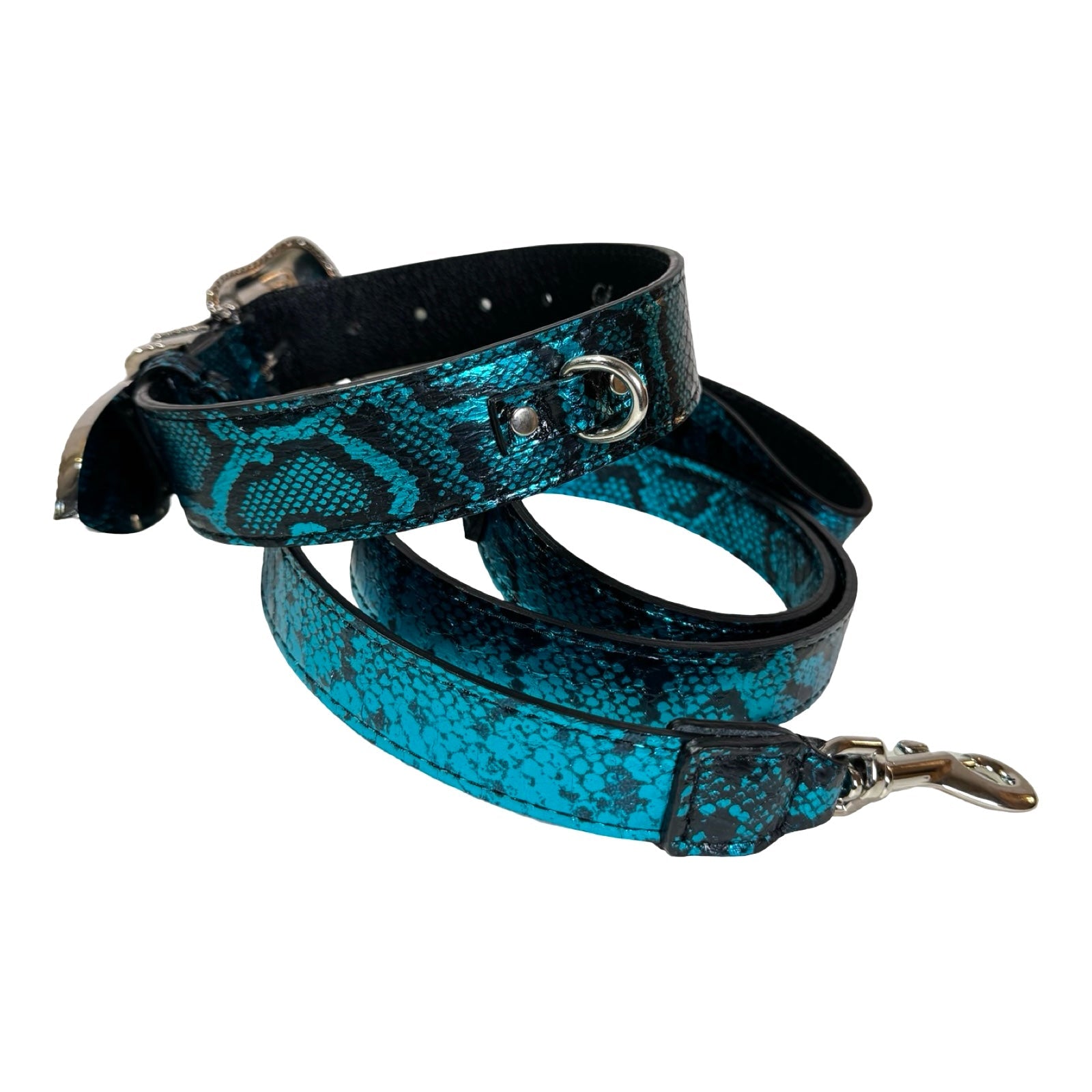 Allysa Payne Blue & Black Serpente Set Dog Collar