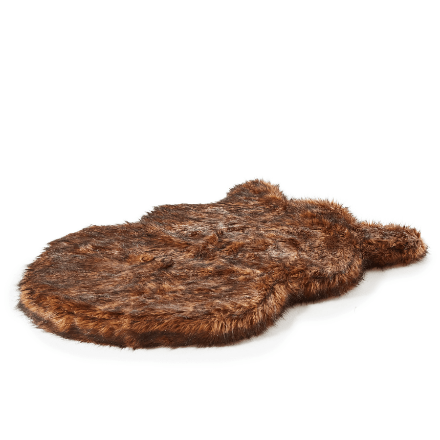 Puprug Faux Fur Orthopedic Dog Bed Curve Brown