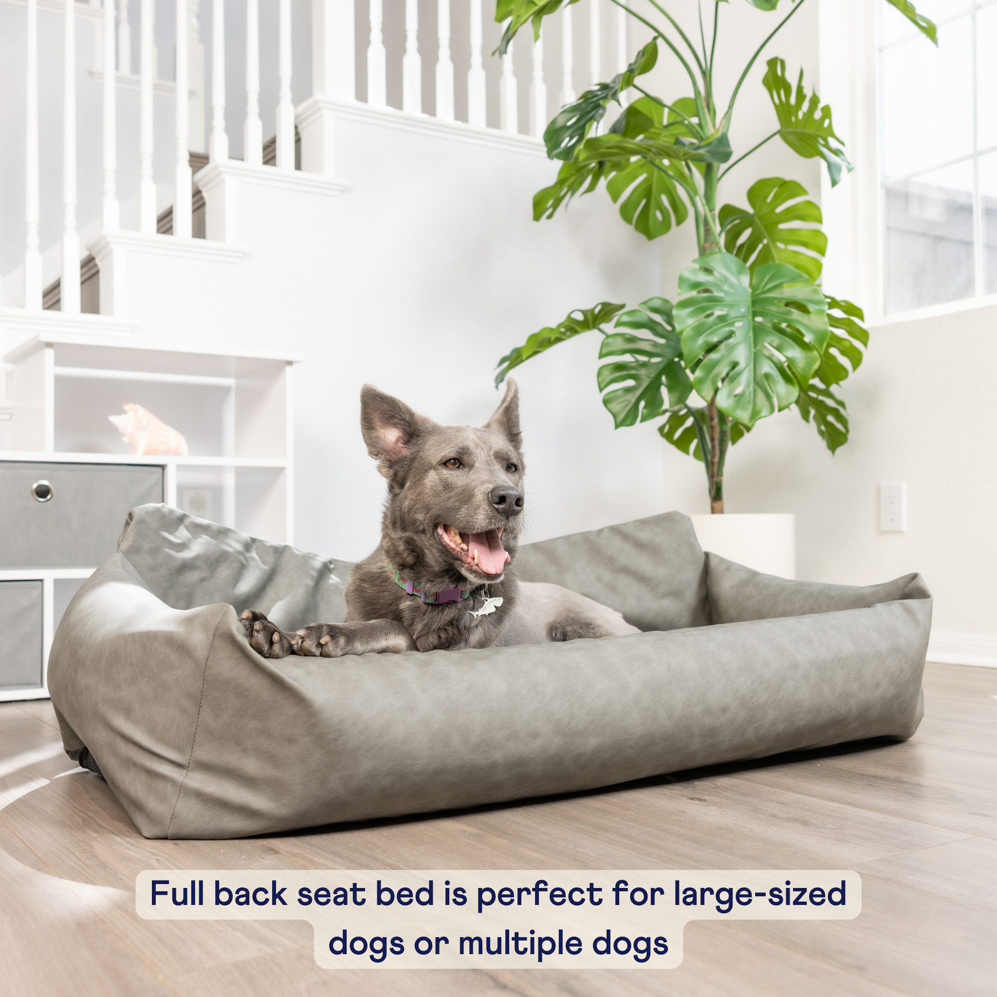 PupProtector Faux Leather Memory Foam Dog Car Bed Slate Gray