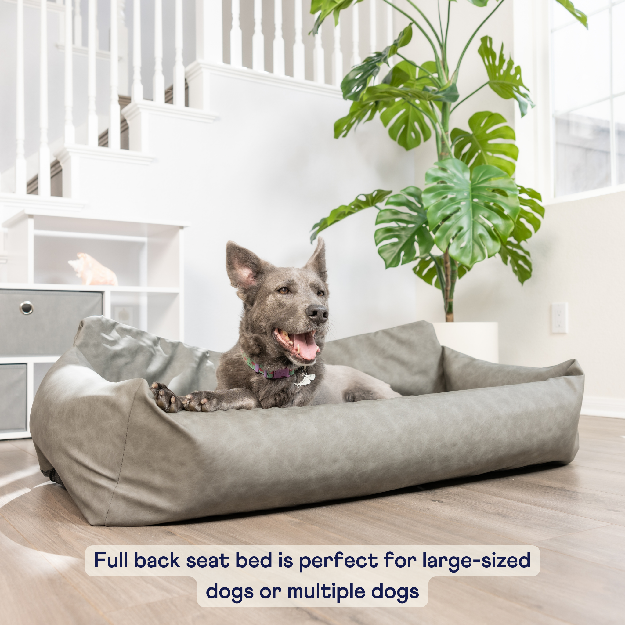 PupProtector Faux Leather Memory Foam Dog Car Bed Slate Gray