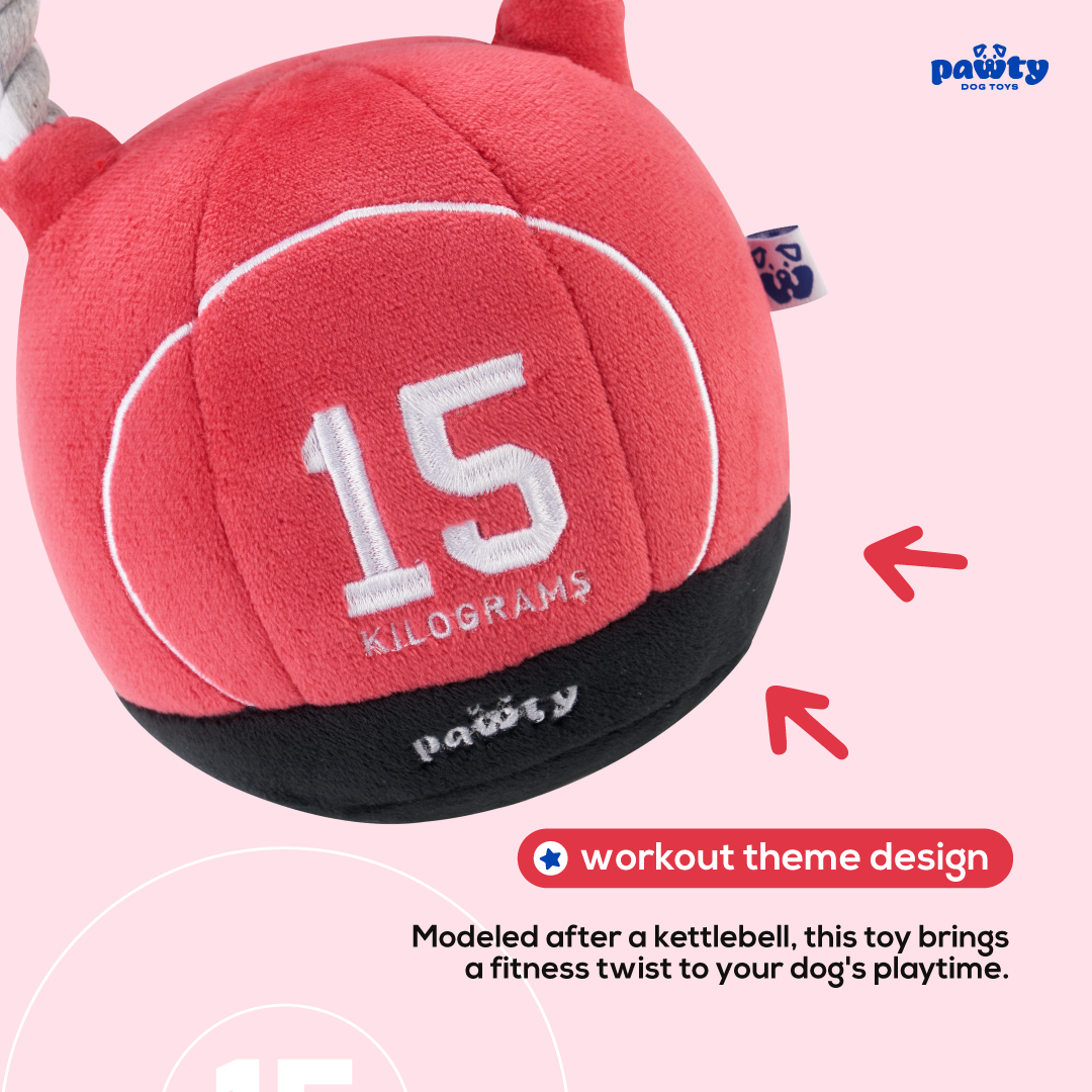 Pawty Kettlebell Rope and Plush Squeaky Dog Toy