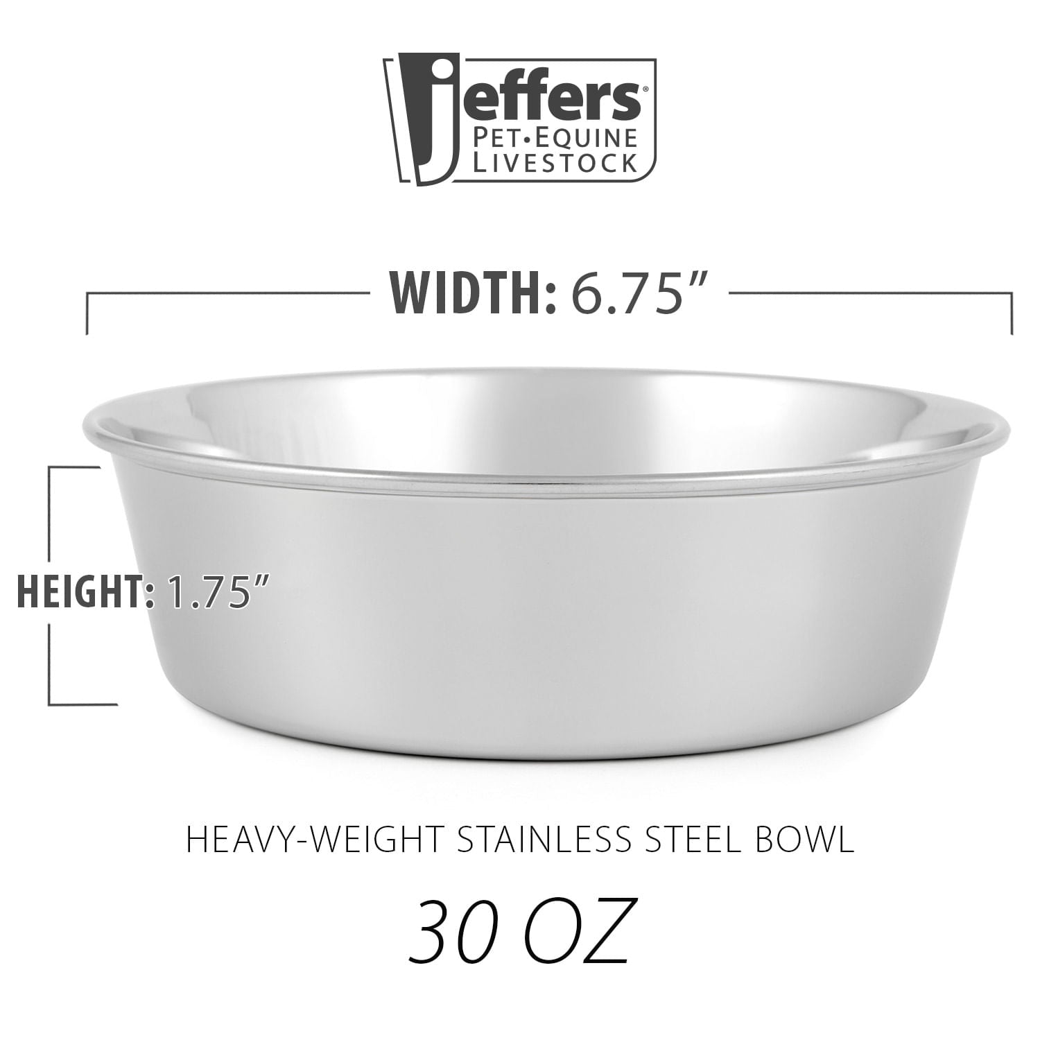 Jeffers Heavy Weight Stainless Steel Pet Bowls - Durable Pet Food & Water Dish, Chew-Resistant, Dishwasher Safe