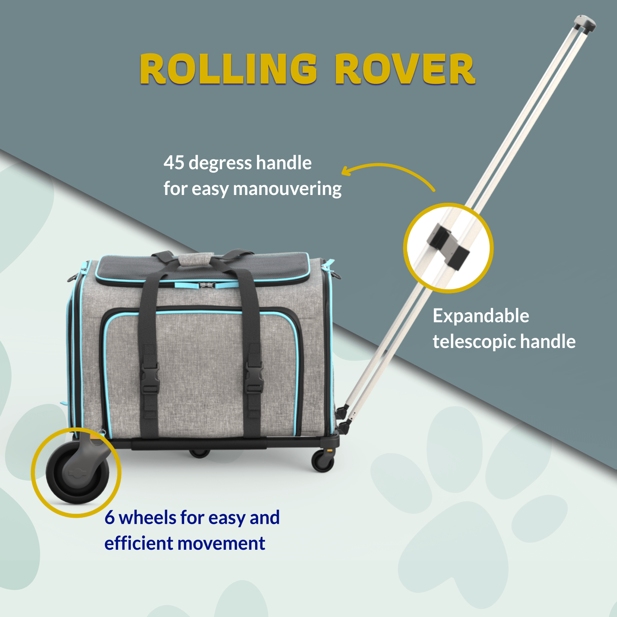 Katziela Rolling Rover Airline Compliant Expandable Wheeled Pet Carrier | HT Animal Supply