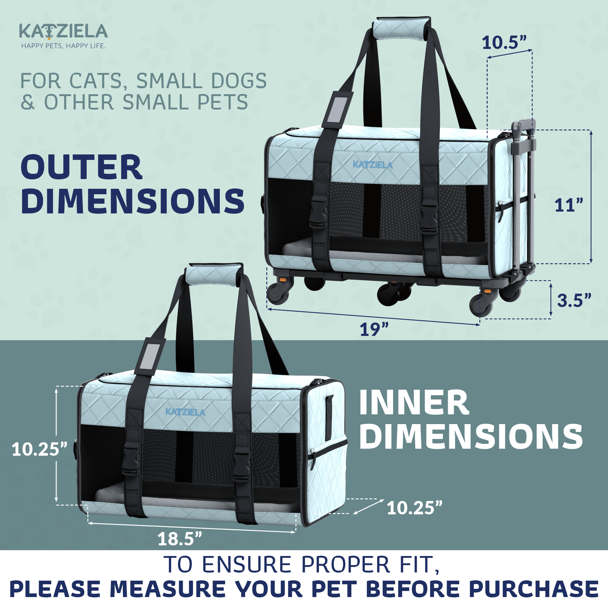 Quilted Chariot Pet Carrier With Removable Wheels and Telescopic Handle | HT Animal Supply