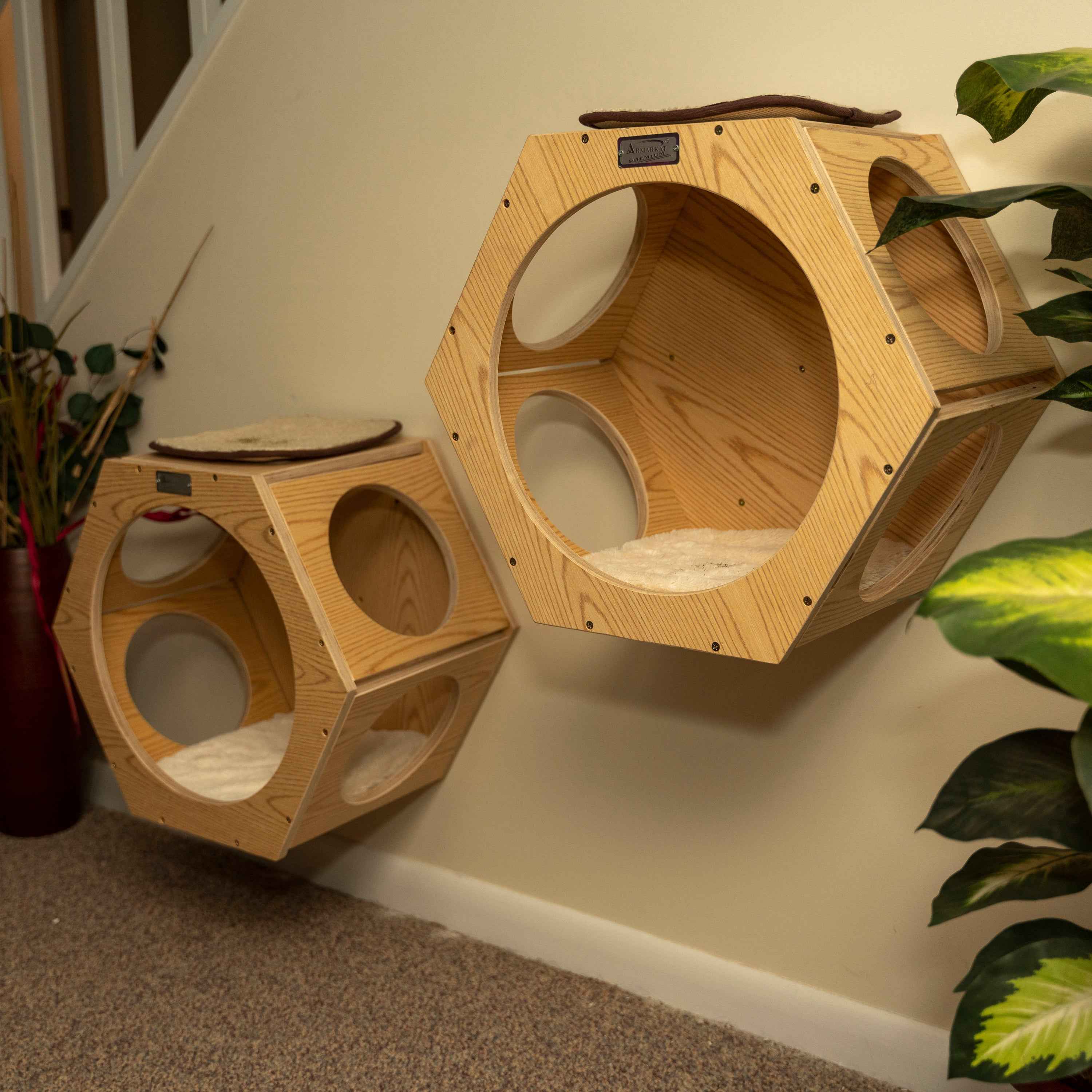 Armarkat Real Wood Wall Series: Set of Two Natural Wood Wall Tree Additions
