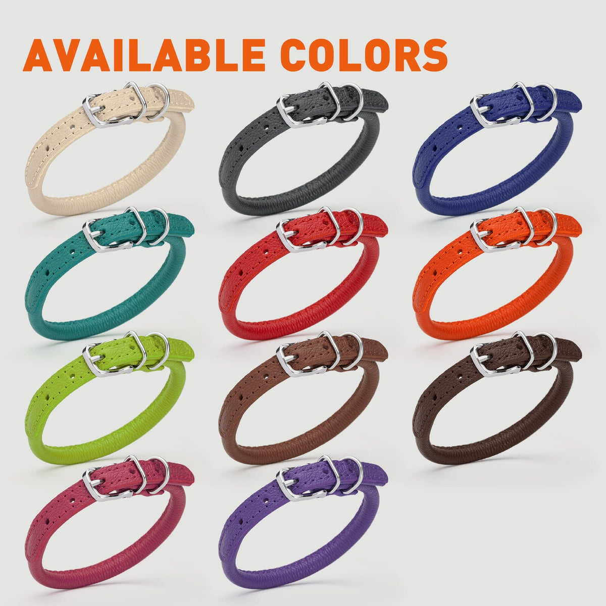 Dogline Soft Leather Round Dog Collar