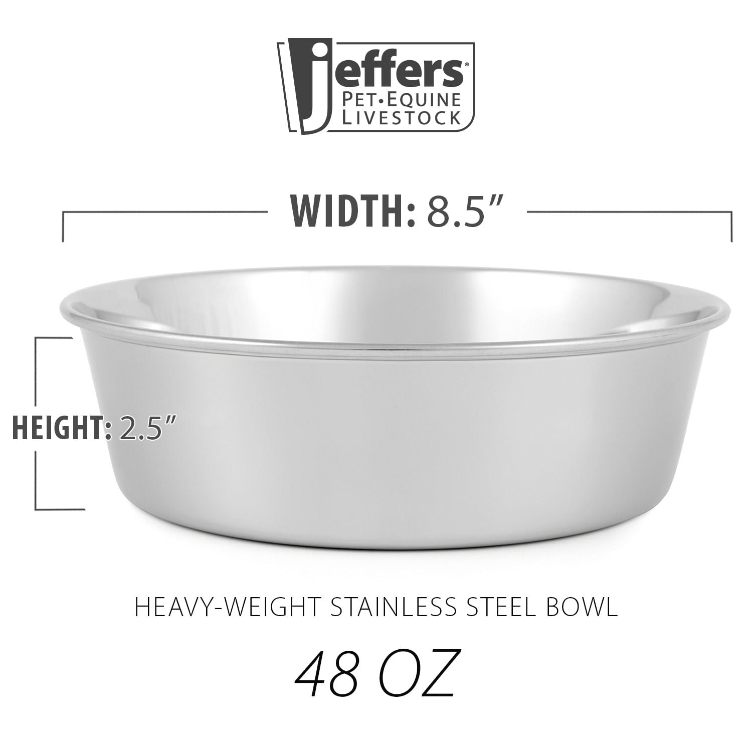 Jeffers Heavy Weight Stainless Steel Pet Bowls - Durable Pet Food & Water Dish, Chew-Resistant, Dishwasher Safe