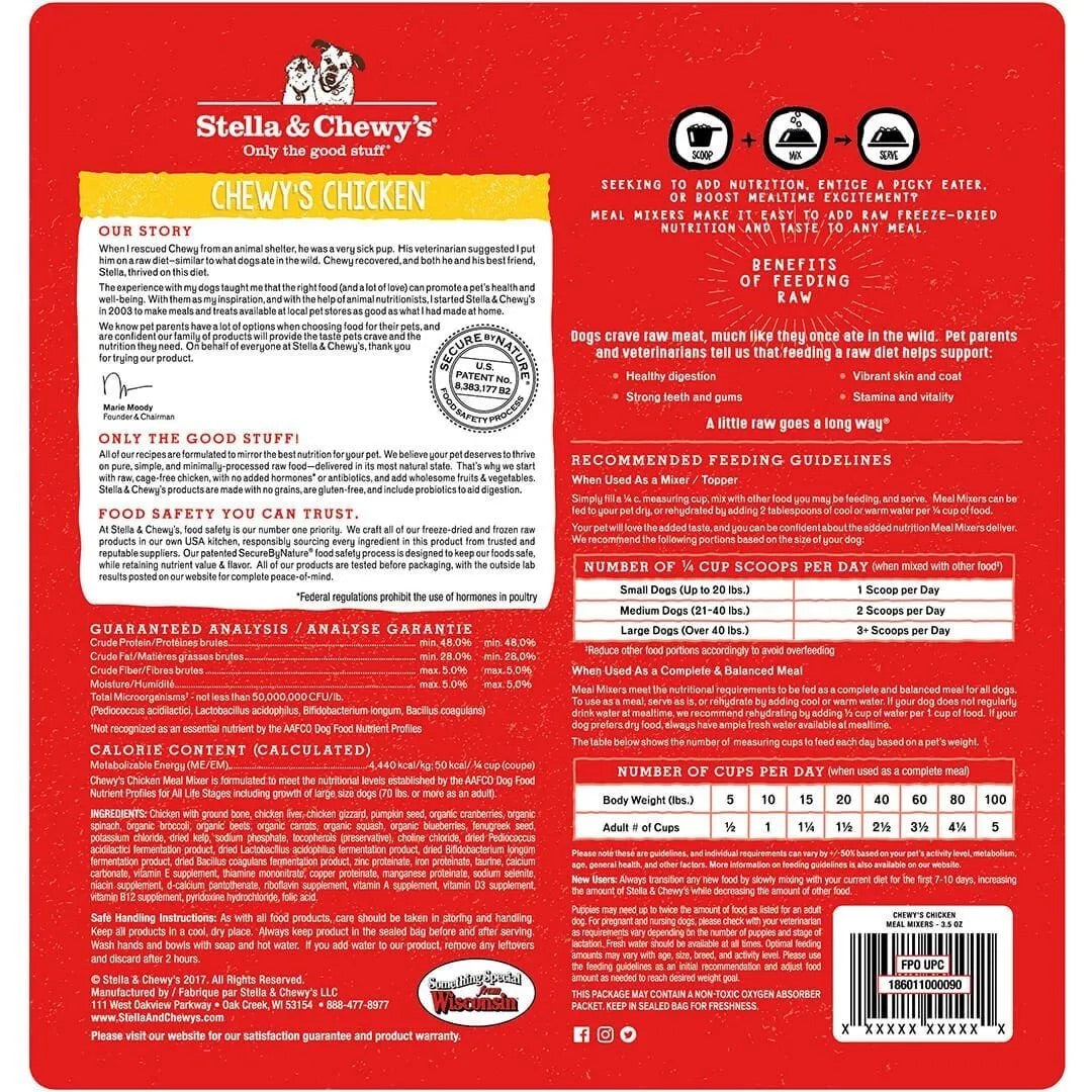 Stella & Chewys Freeze Dried Meal Mixers Chicken Flavor Dog Food (18oz)