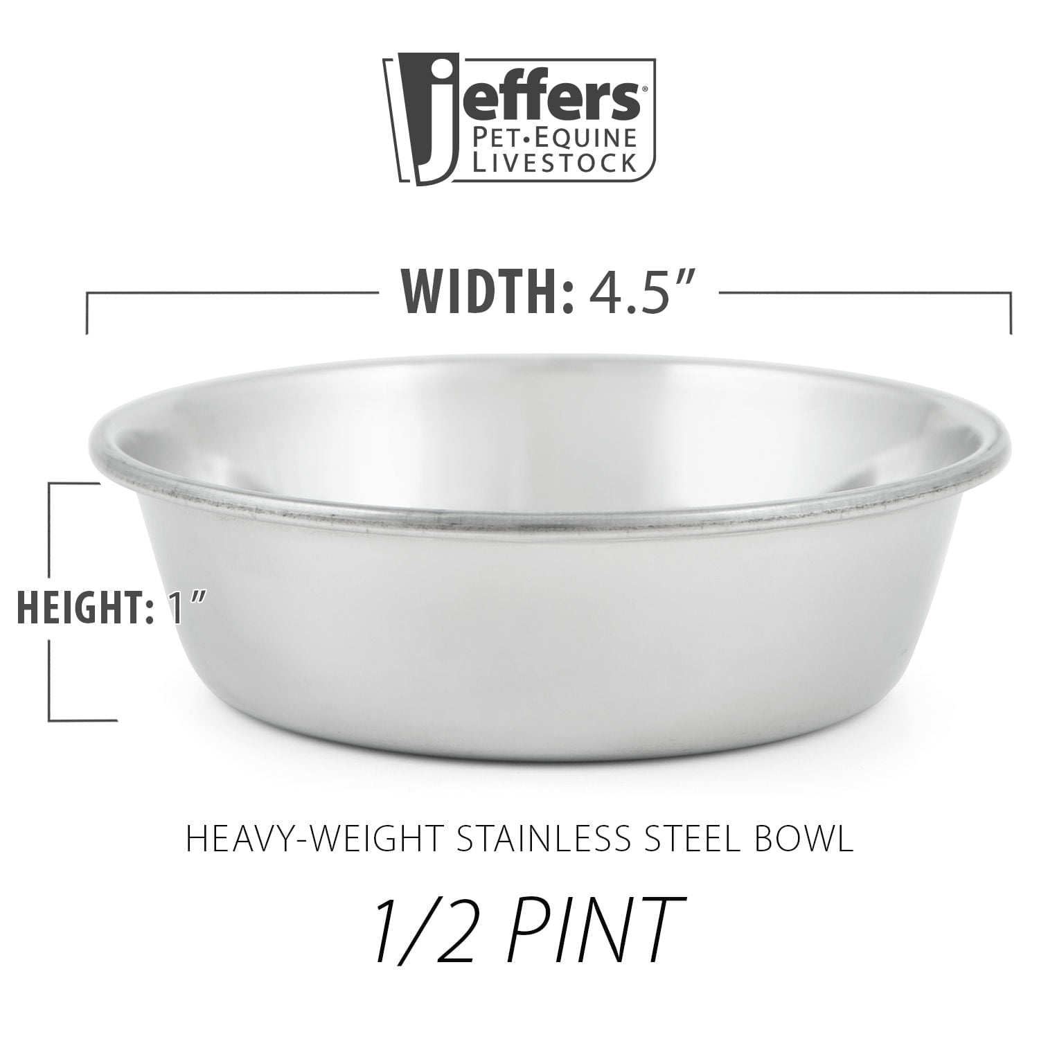Jeffers Heavy Weight Stainless Steel Pet Bowls - Durable Pet Food & Water Dish, Chew-Resistant, Dishwasher Safe