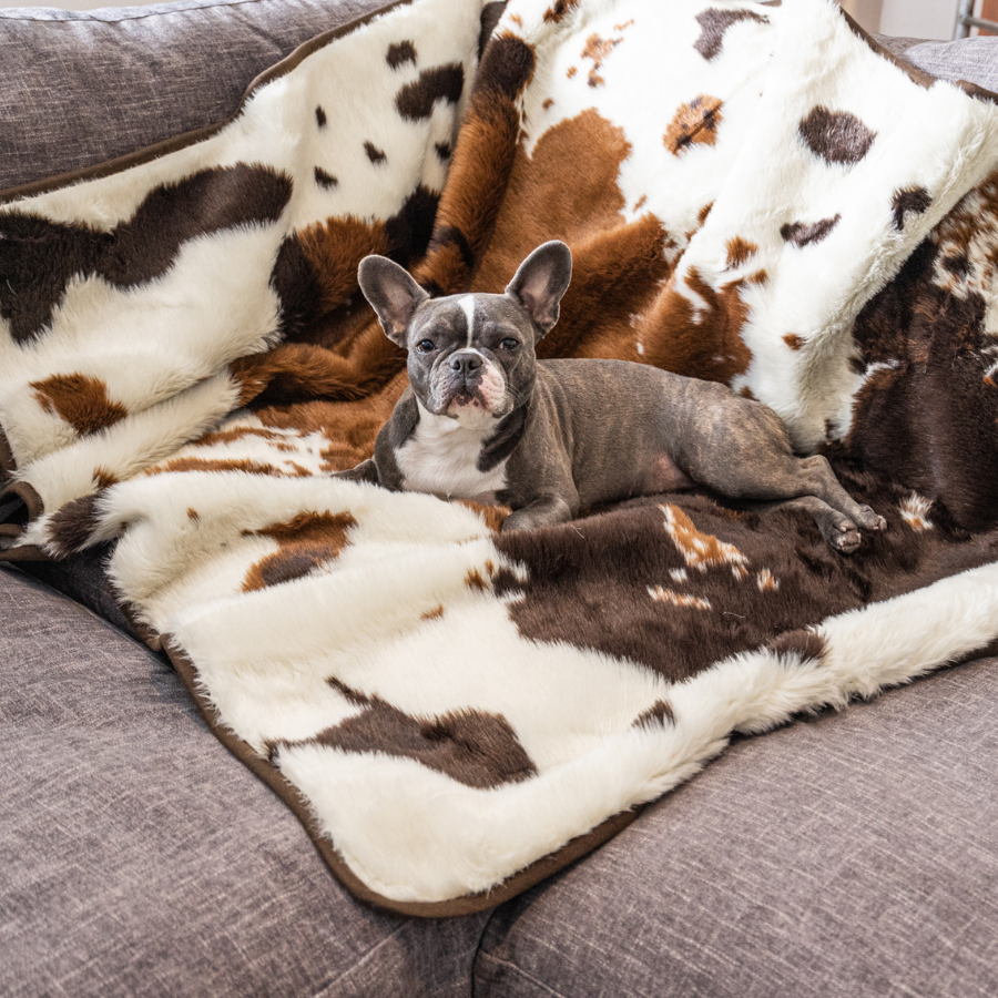 PupProtector Waterproof Throw Blanket Brown Faux Cowhide
