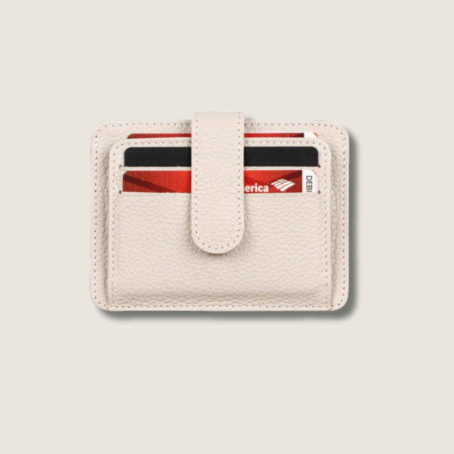 Leather Card Holder Wallet with ID Window Light Grey Miami