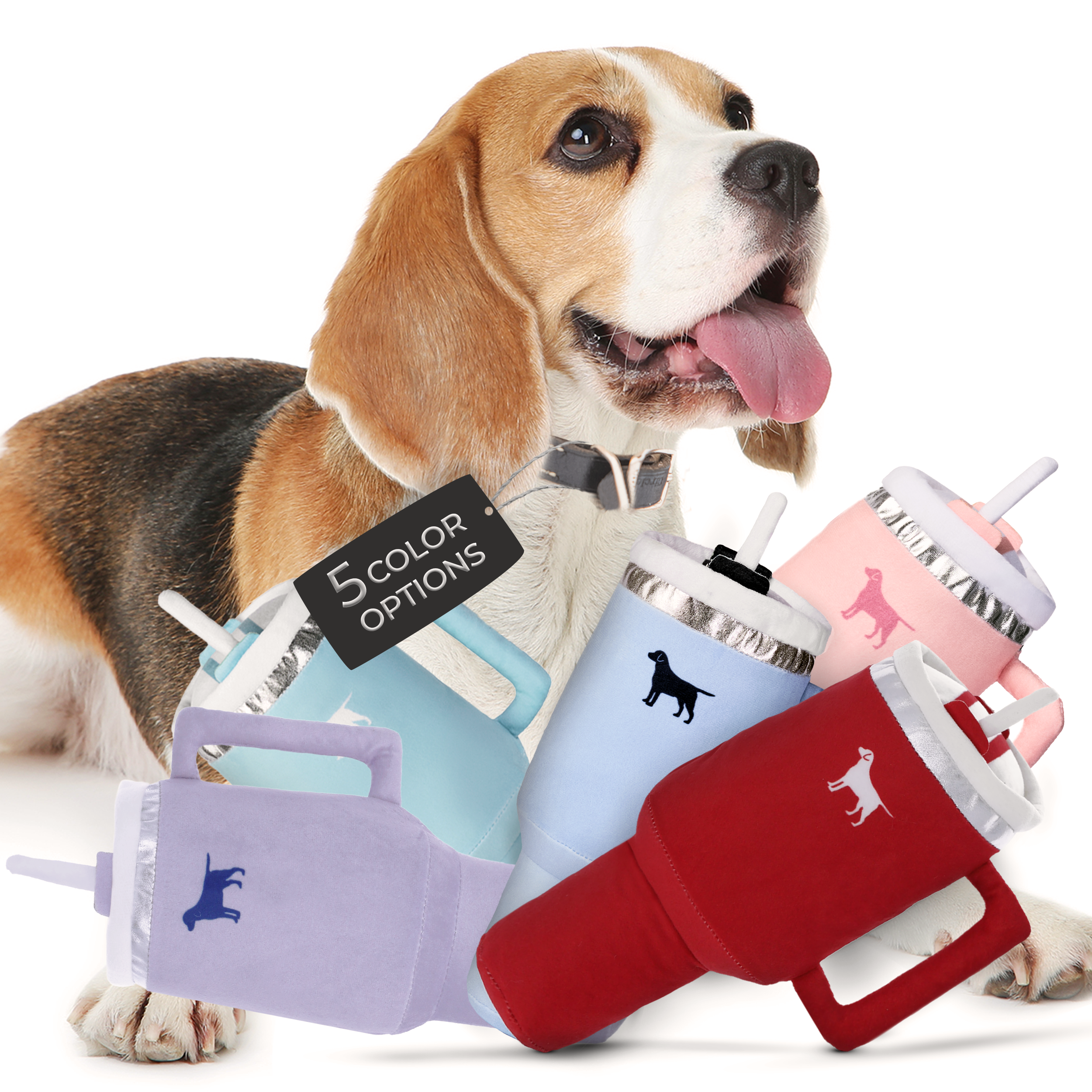 PUPROAR Pup Cup Dog Toy - Cute Squeaky Plush Tumbler Dog Toy