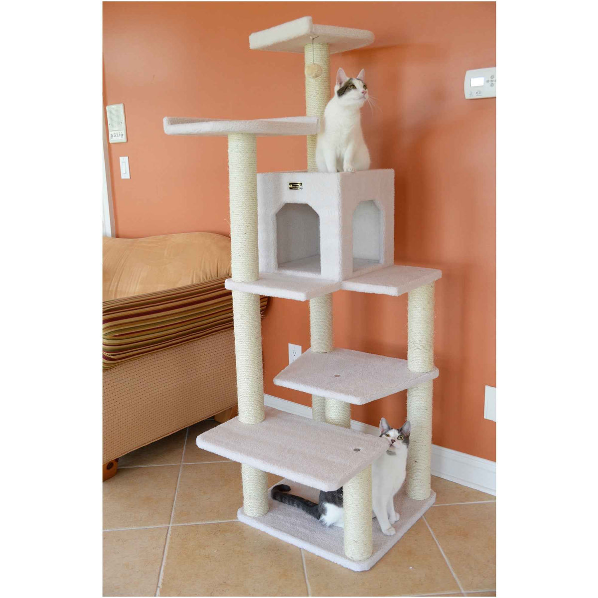 Armarkat B6802 Classic Cat Tree In Ivory Jackson Galaxy Approved Six Levels With Condo and Two Perches