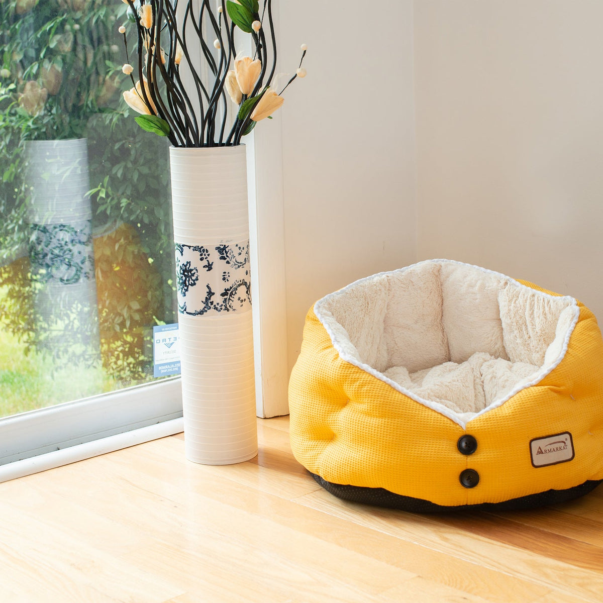 Armarkat Cat Bed C75HMB/MH Gold Waffle and White