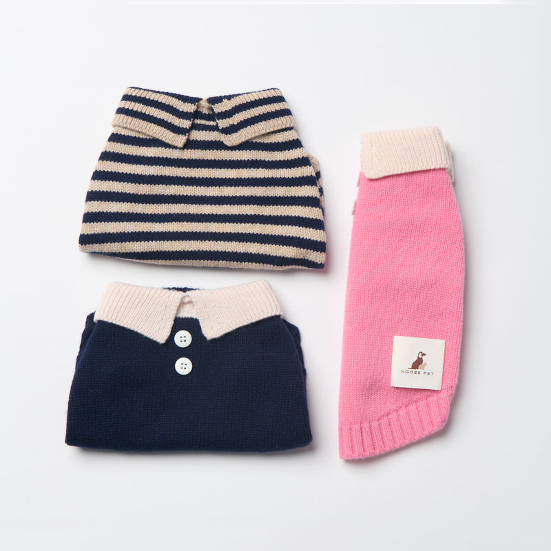 Nooee Pet Polo Wool Sweater - 100% Wool Knit with Classic Collar