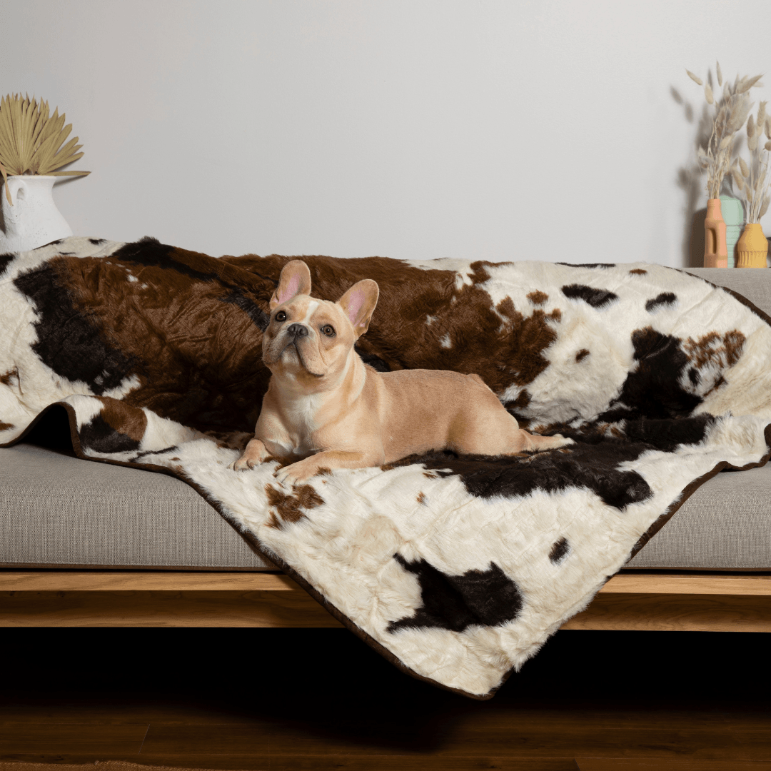 PupProtector Waterproof Throw Blanket Brown Faux Cowhide