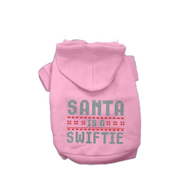 Bark 5th Ave., LLC Santa Is a Swiftie Hoodie Fleece Pink pet supplies