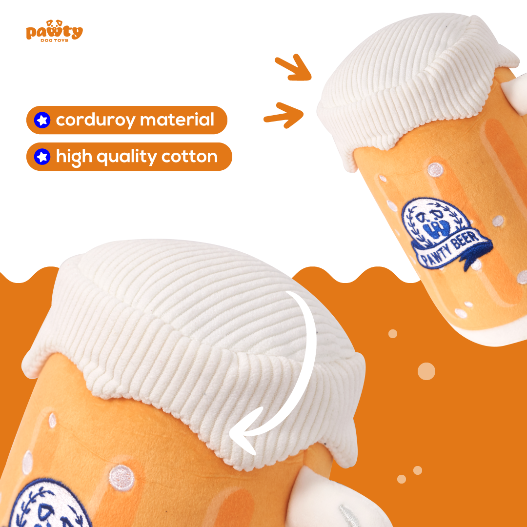 Pet Toy: PAWTY BEER PLUSH DOG TOY