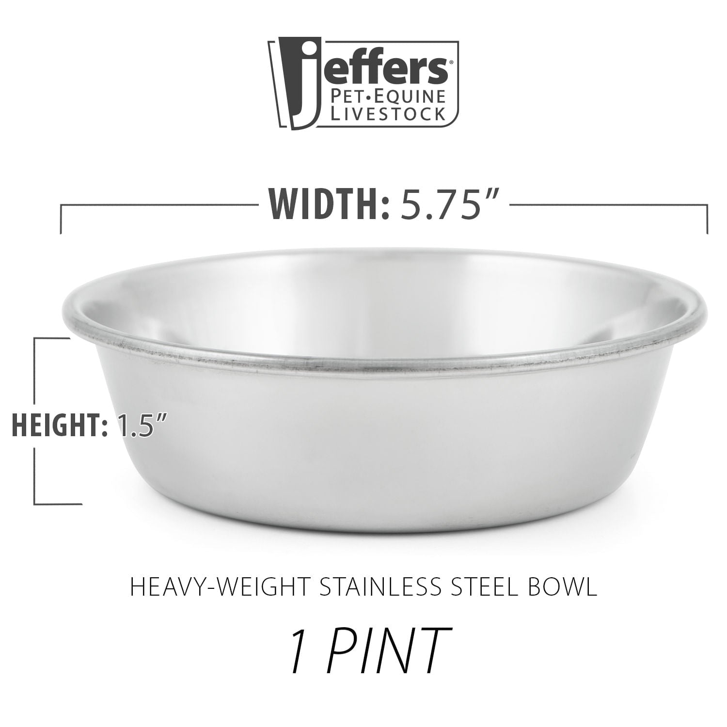 Jeffers Heavy Weight Stainless Steel Pet Bowls - Durable Pet Food & Water Dish, Chew-Resistant, Dishwasher Safe