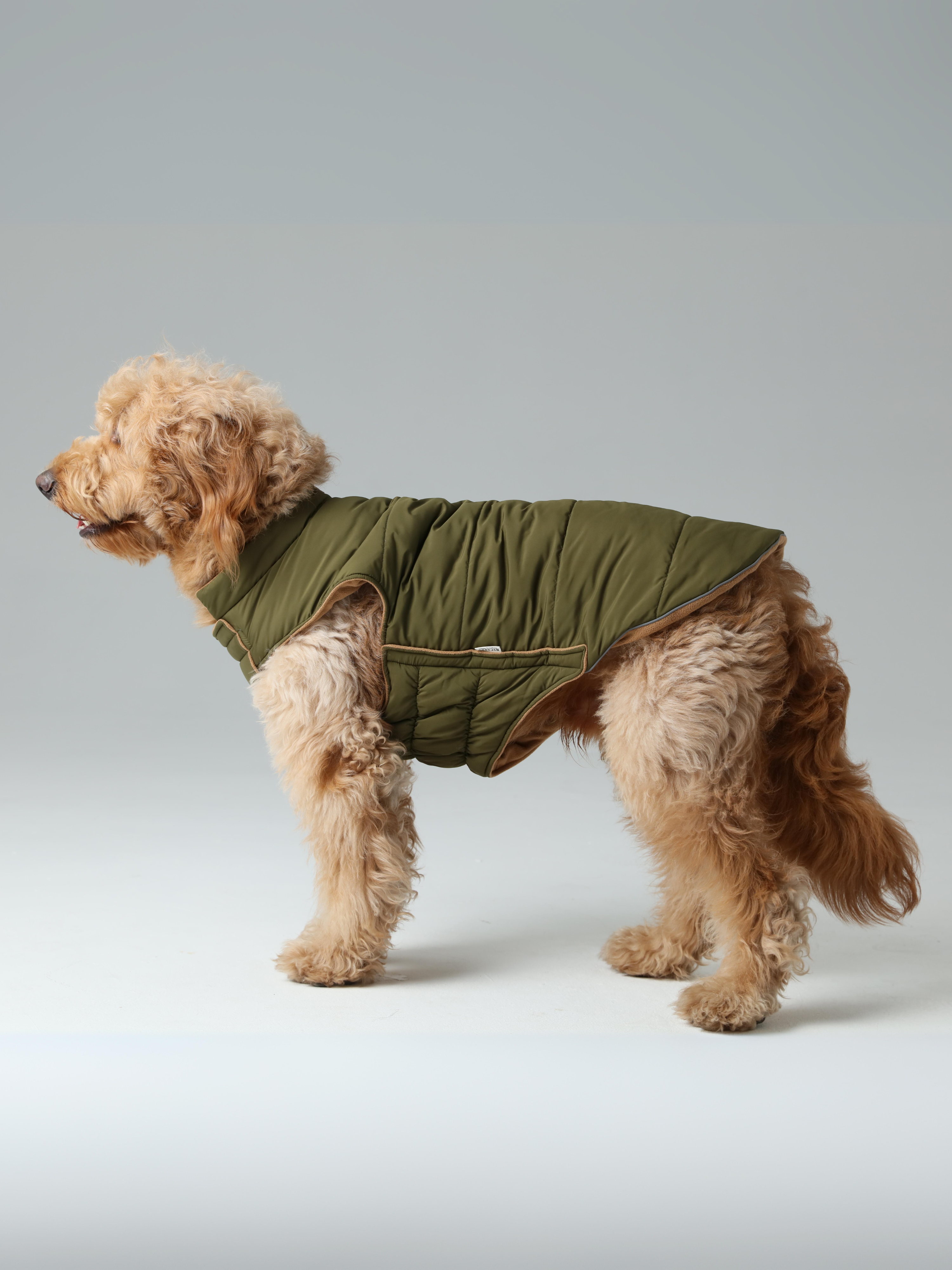 Reversible Dog Vest Jacket-Green Brown