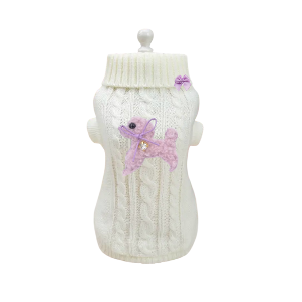 The Parisian Poodle Cable Knit Dog Sweater