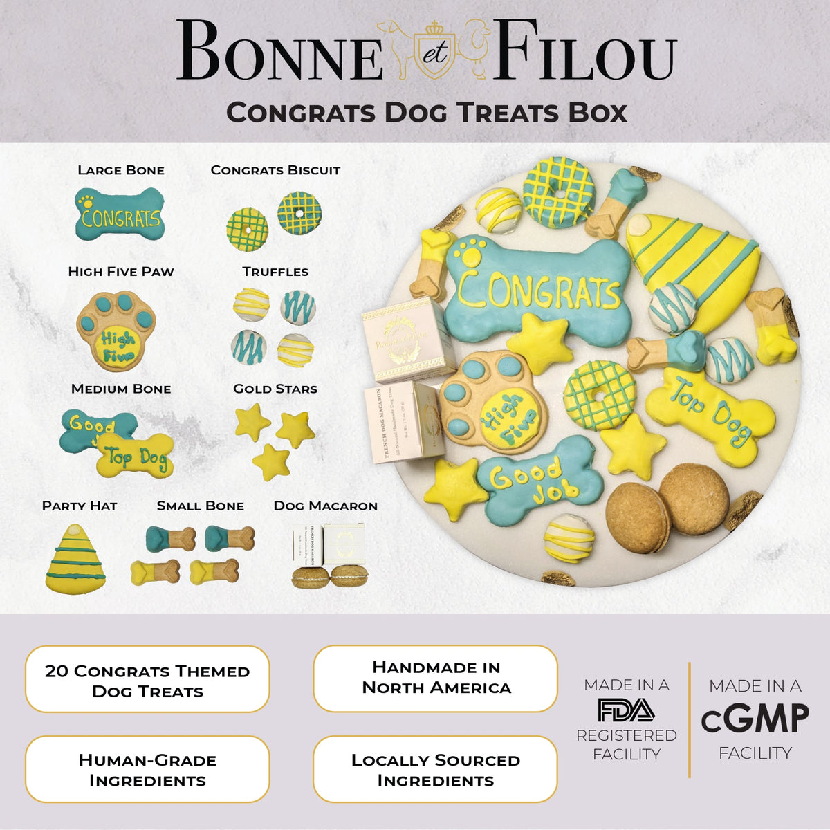 Bonne et Filou – Congrats Dog Treat Gift Box