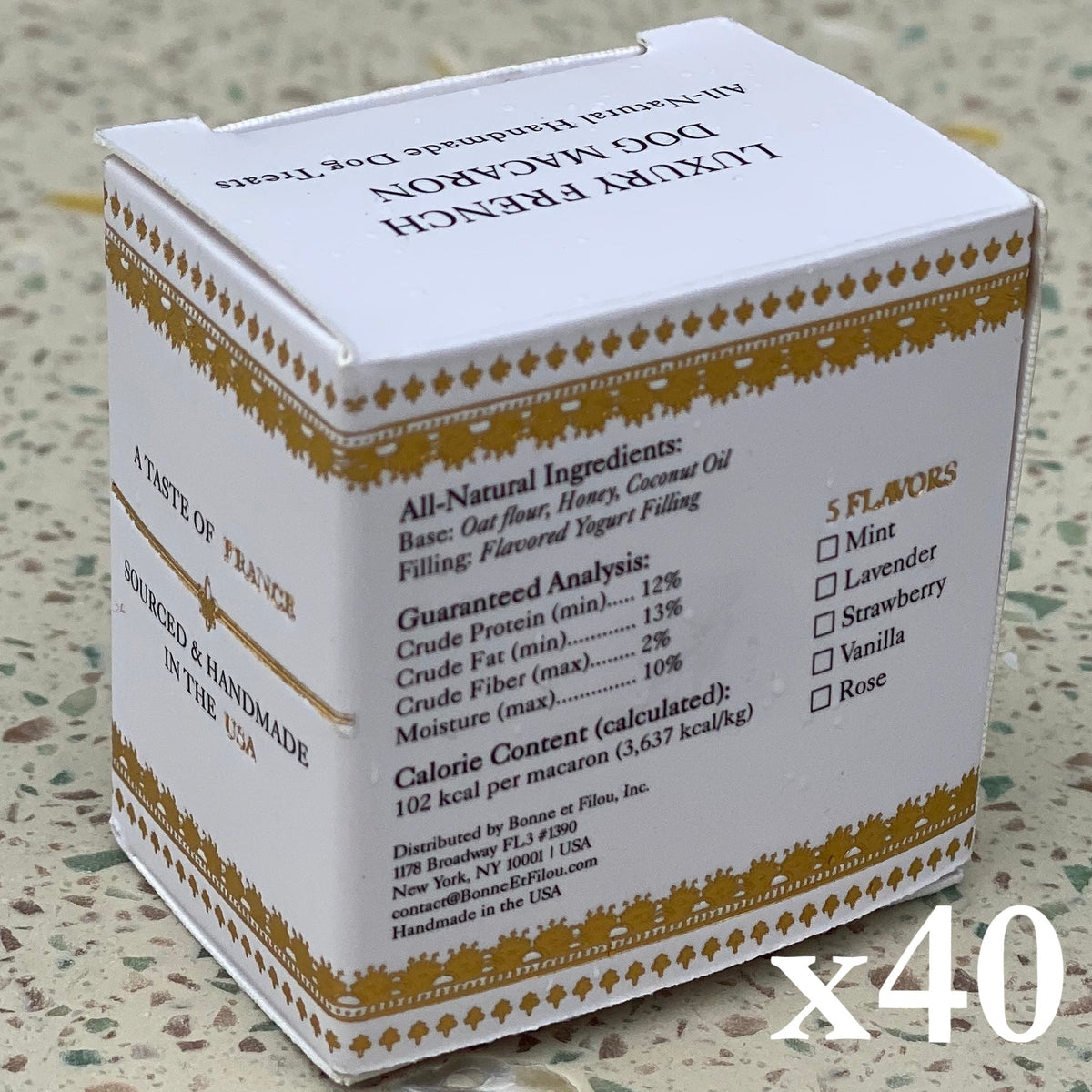 Bonne et Filou – 40-Count French Dog Macaron Gift Box