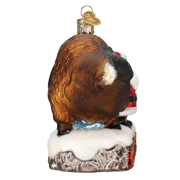 Santa With Bison Ornament