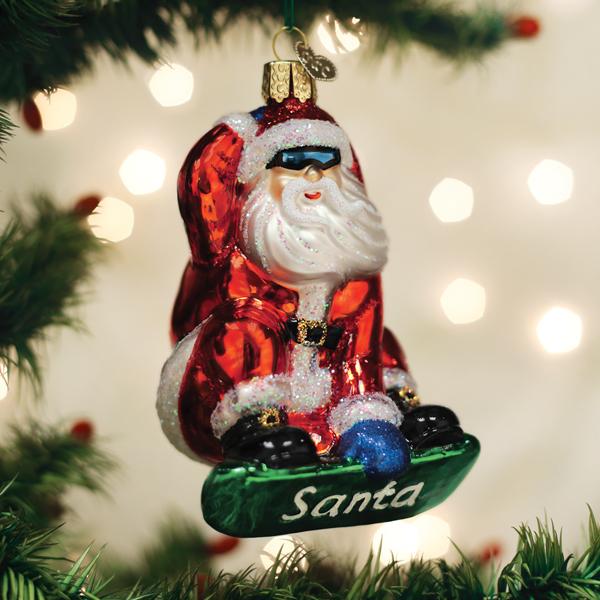 Old World Christmas: Snowboarding Santa Christmas Ornament