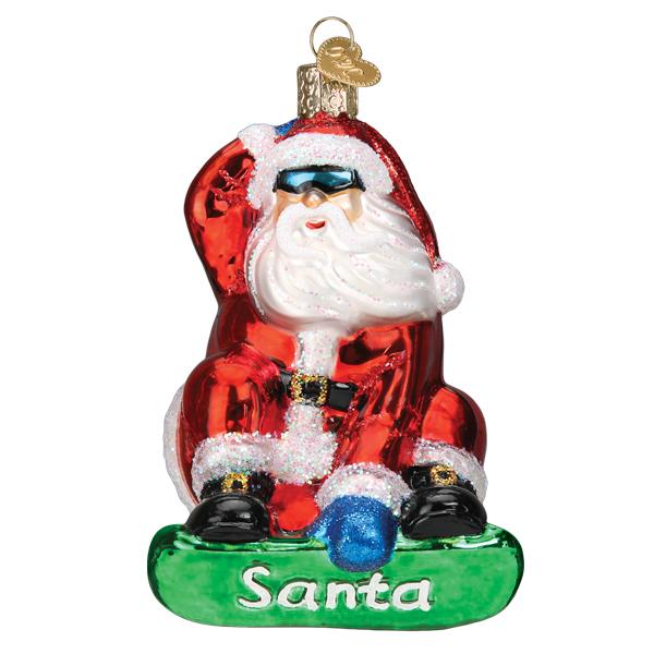 Old World Christmas: Snowboarding Santa Christmas Ornament