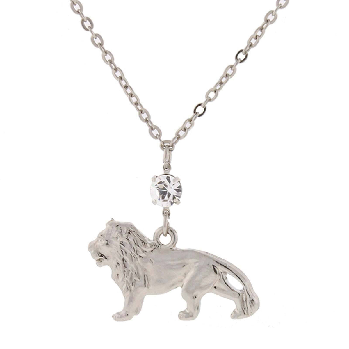 1928 Jewelry Crystal Cecil The Lion Pendant Necklace 16 Inch with 3 Inch Extender