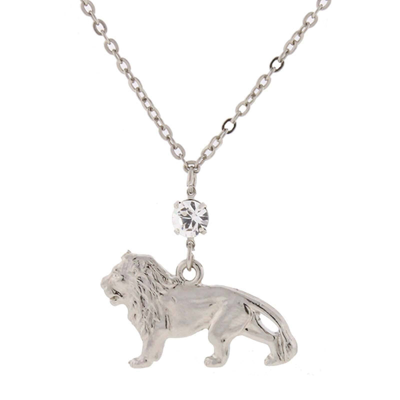 1928 Jewelry Crystal Cecil The Lion Pendant Necklace 16 Inch with 3 Inch Extender