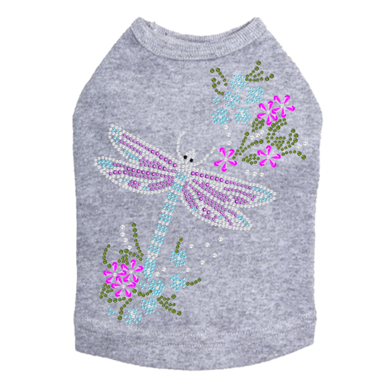 Dragonfly with Flowers - Dog Tank