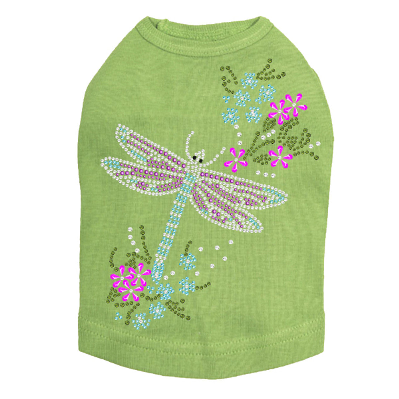 Dragonfly with Flowers - Dog Tank