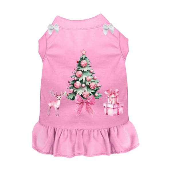 Pink Reindeer Christmas Dog Dress