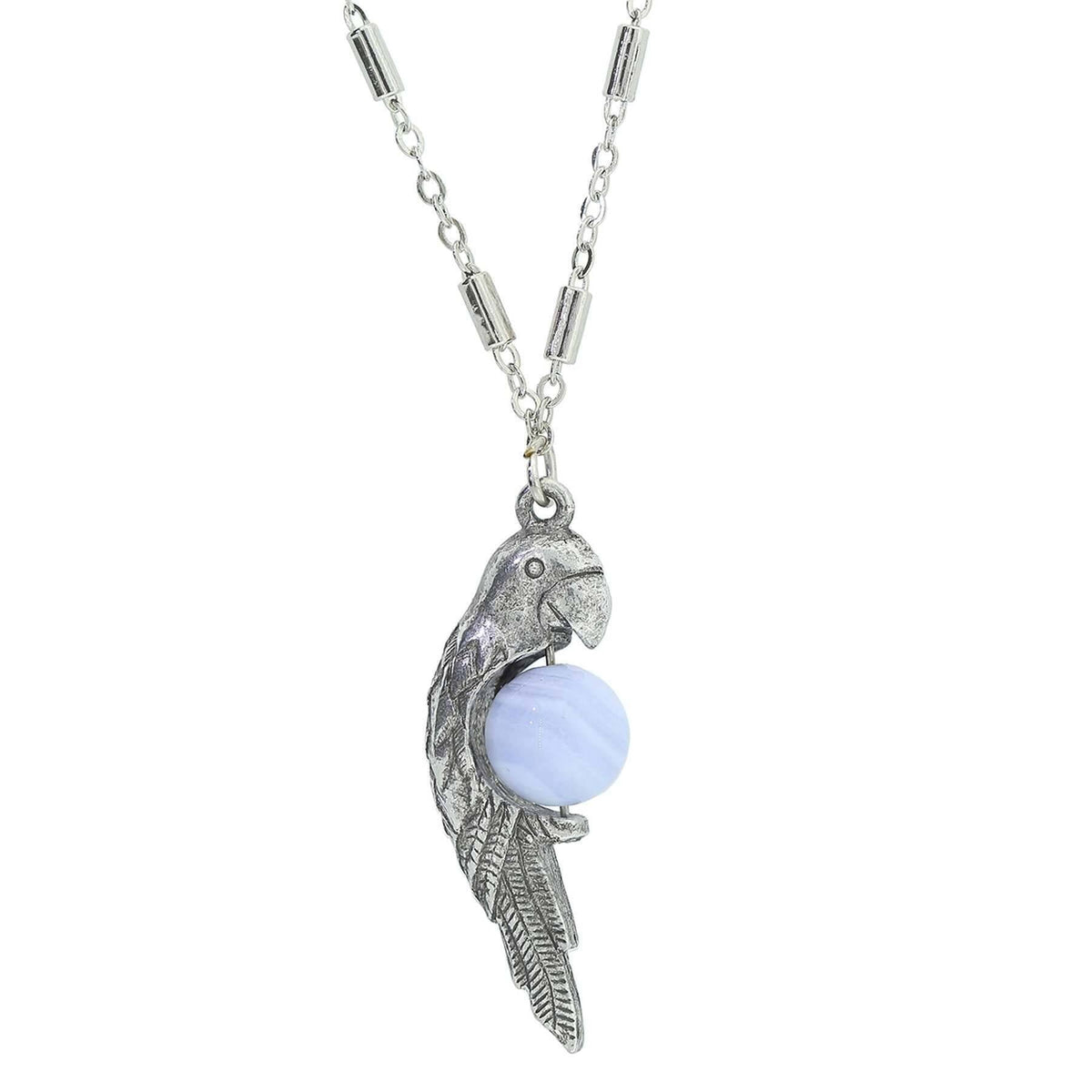 1928 Jewelry Neotropic Exotic Parrot And Gemstone Pendant Necklace 16 Inch with 3 Inch Extender