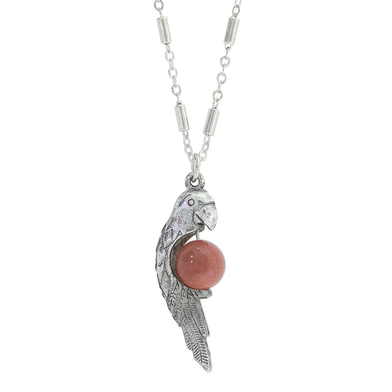 1928 Jewelry Neotropic Exotic Parrot And Gemstone Pendant Necklace 16 Inch with 3 Inch Extender