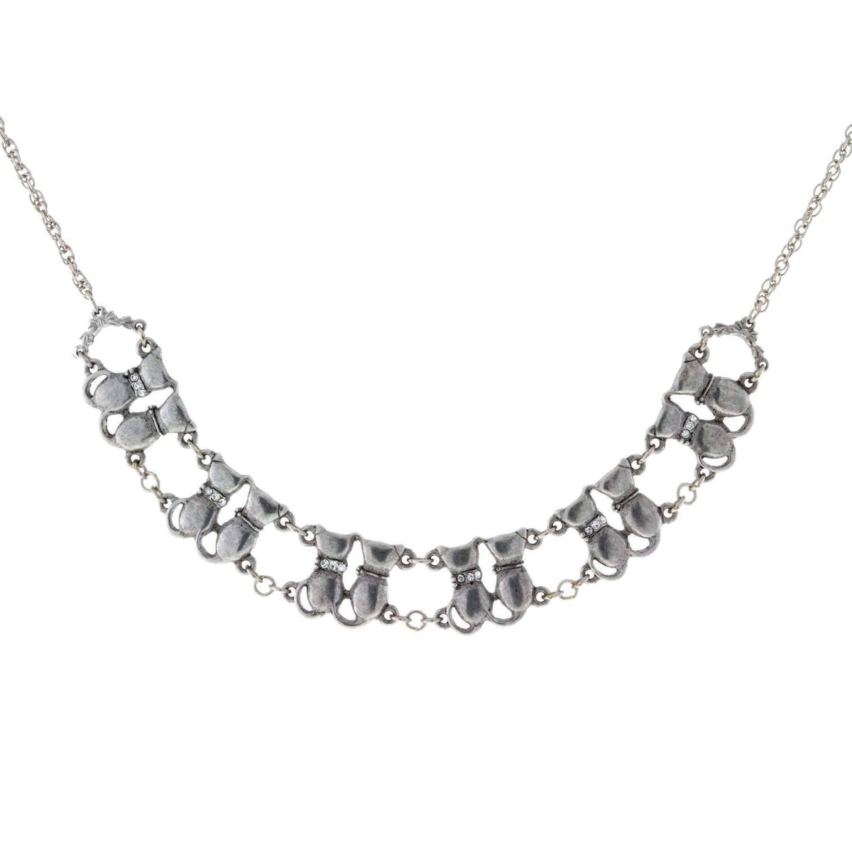 1928 Jewelry Crystal Multi Double Cat Double Chain Necklace 16 Inch with 3 Inch Extender