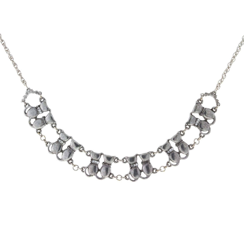 1928 Jewelry Crystal Multi Double Cat Double Chain Necklace 16 Inch with 3 Inch Extender