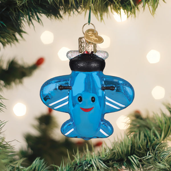 Old World Christmas: Misfit Plane Christmas Ornament