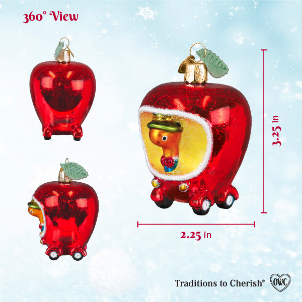 Old World Christmas: Lowly Worms Applecar Christmas Ornament