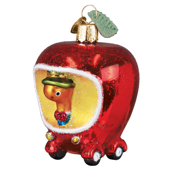 Old World Christmas: Lowly Worms Applecar Christmas Ornament