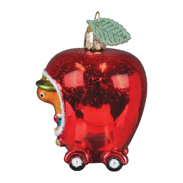 Old World Christmas: Lowly Worms Applecar Christmas Ornament