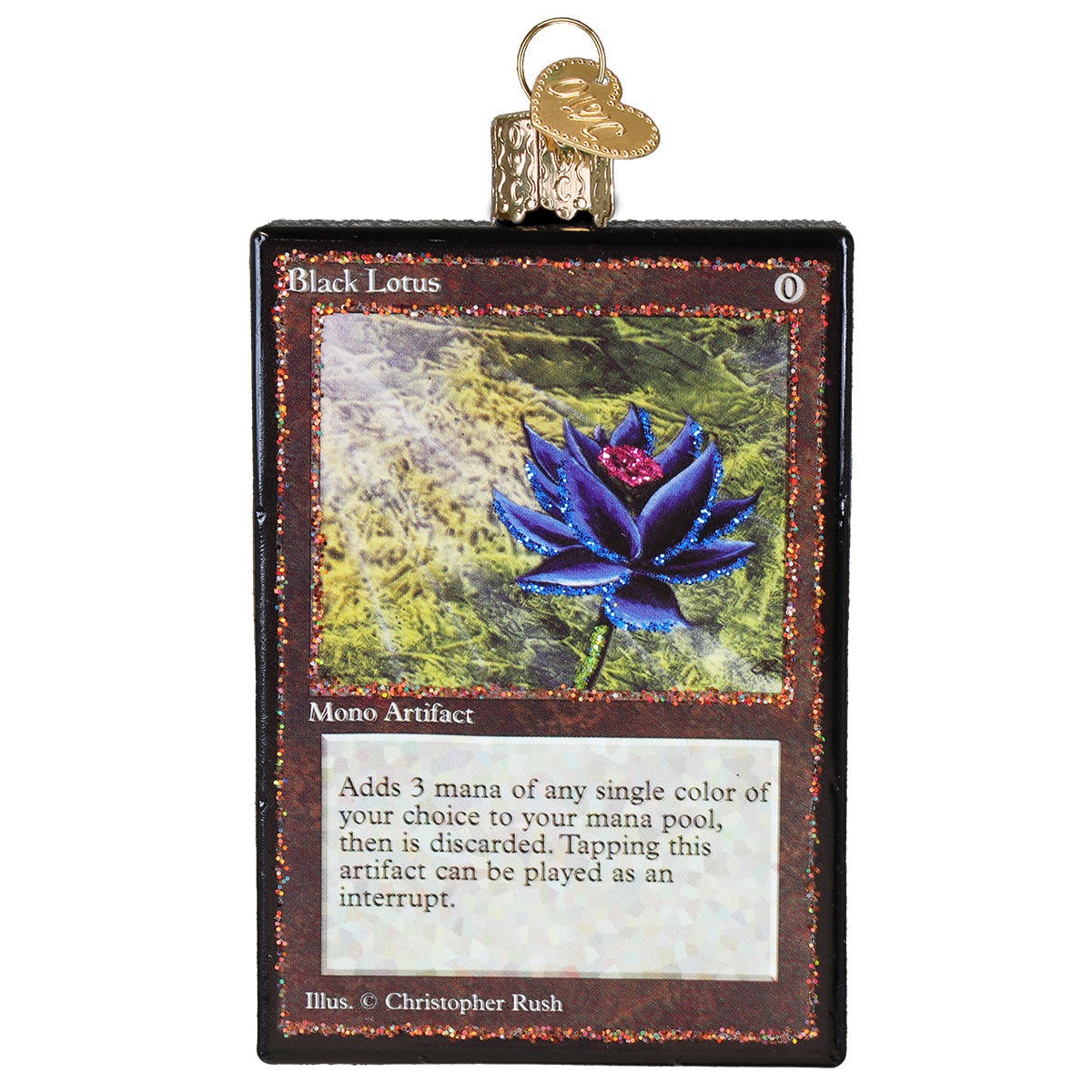 Old World Christmas: Magic: The Gathering Black Lotus Card Christmas Ornament
