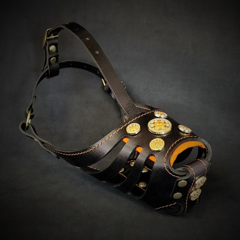 Bestia Dog Gear The Bijou Basket Muzzle Black & Orange Orange pet supplies